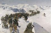 Franz Roubaud Count Argutinsky crossing the Caucasian range painting